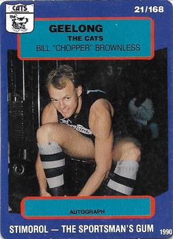 1990 AFL Scanlens Stimorol #21 Bill Brownless Front